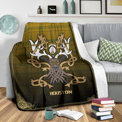 Houston Tartan Crest Premium Blanket - Celtic Stag style