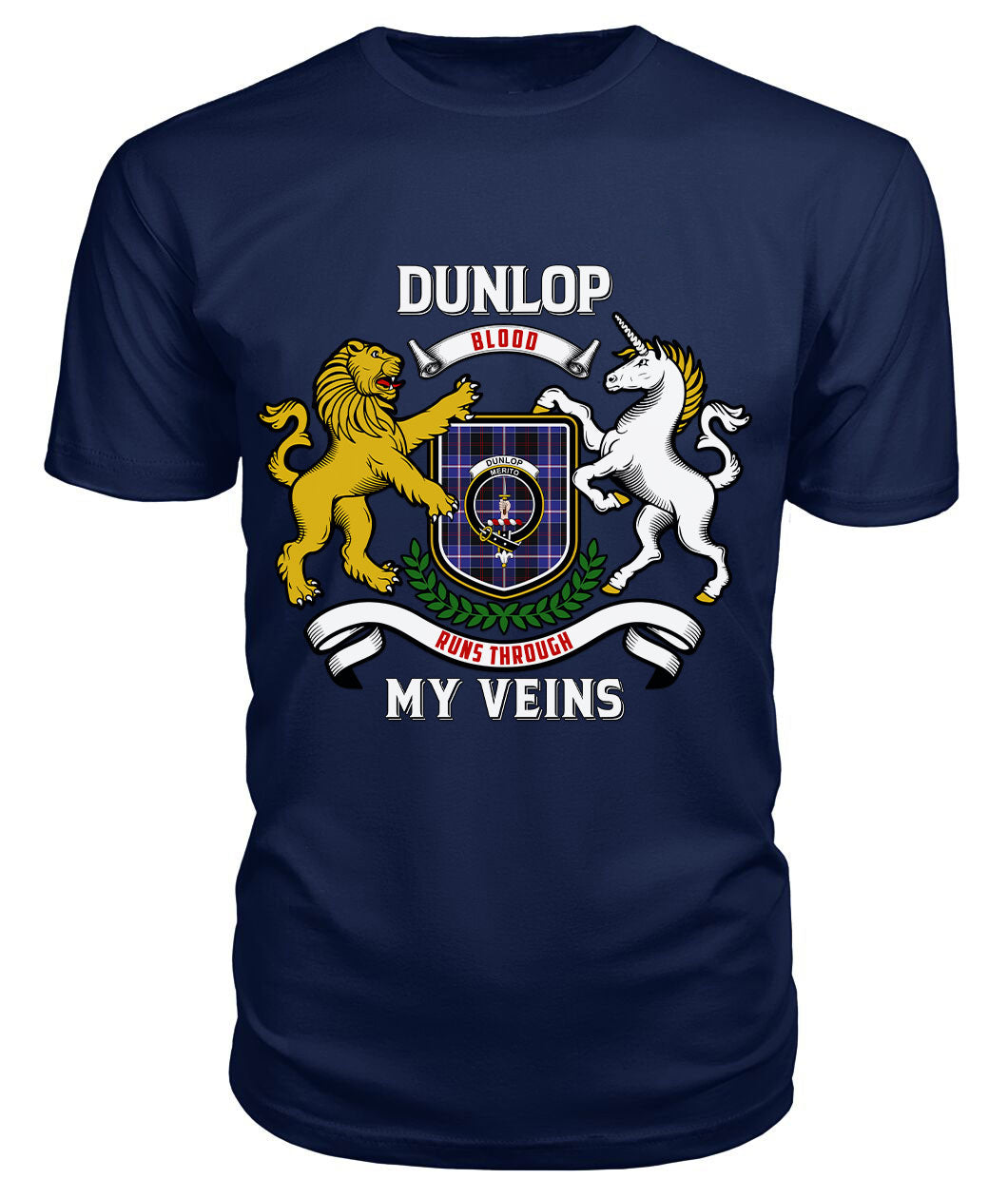 Dunlop Modern Tartan Crest 2D T-shirt - Blood Runs Through My Veins Style