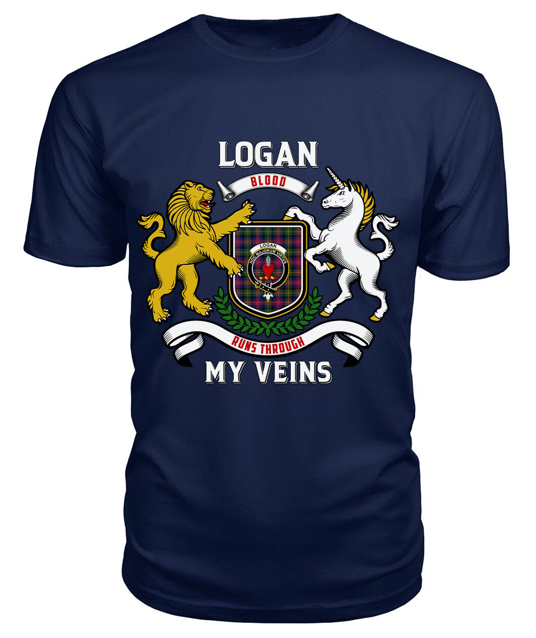 Logan Modern Tartan Crest 2D T-shirt - Blood Runs Through My Veins Style
