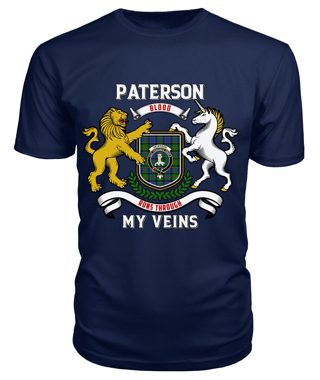 Paterson Tartan Crest 2D T-shirt - Blood Runs Through My Veins Style