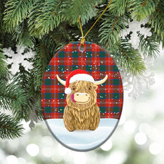 Chisholm Ancient Tartan Christmas Ceramic Ornament - Highland Cows Style