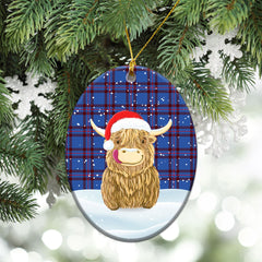 Elliott Modern Tartan Christmas Ceramic Ornament - Highland Cows Style