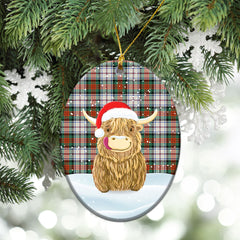 MacDuff Dress Ancient Tartan Christmas Ceramic Ornament - Highland Cows Style