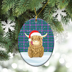 Ralston Tartan Christmas Ceramic Ornament - Highland Cows Style