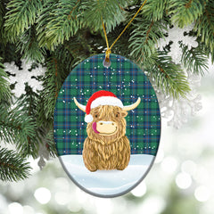 Shaw (of Sauchie) Tartan Christmas Ceramic Ornament - Highland Cows Style