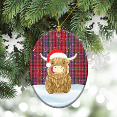 Straiton Tartan Christmas Ceramic Ornament - Highland Cows Style