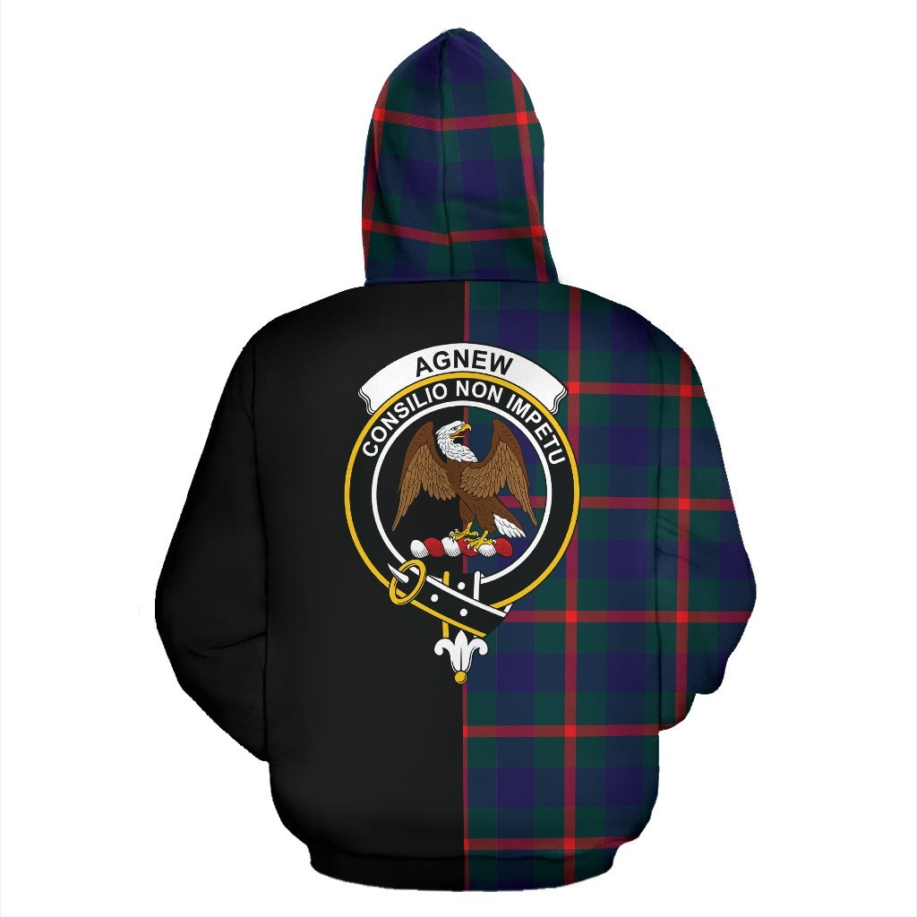 Agnew Modern Tartan Crest Zipper Hoodie - Half Of Me Style