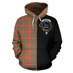 Bruce Ancient Tartan Crest Zipper Hoodie - Half Of Me Style