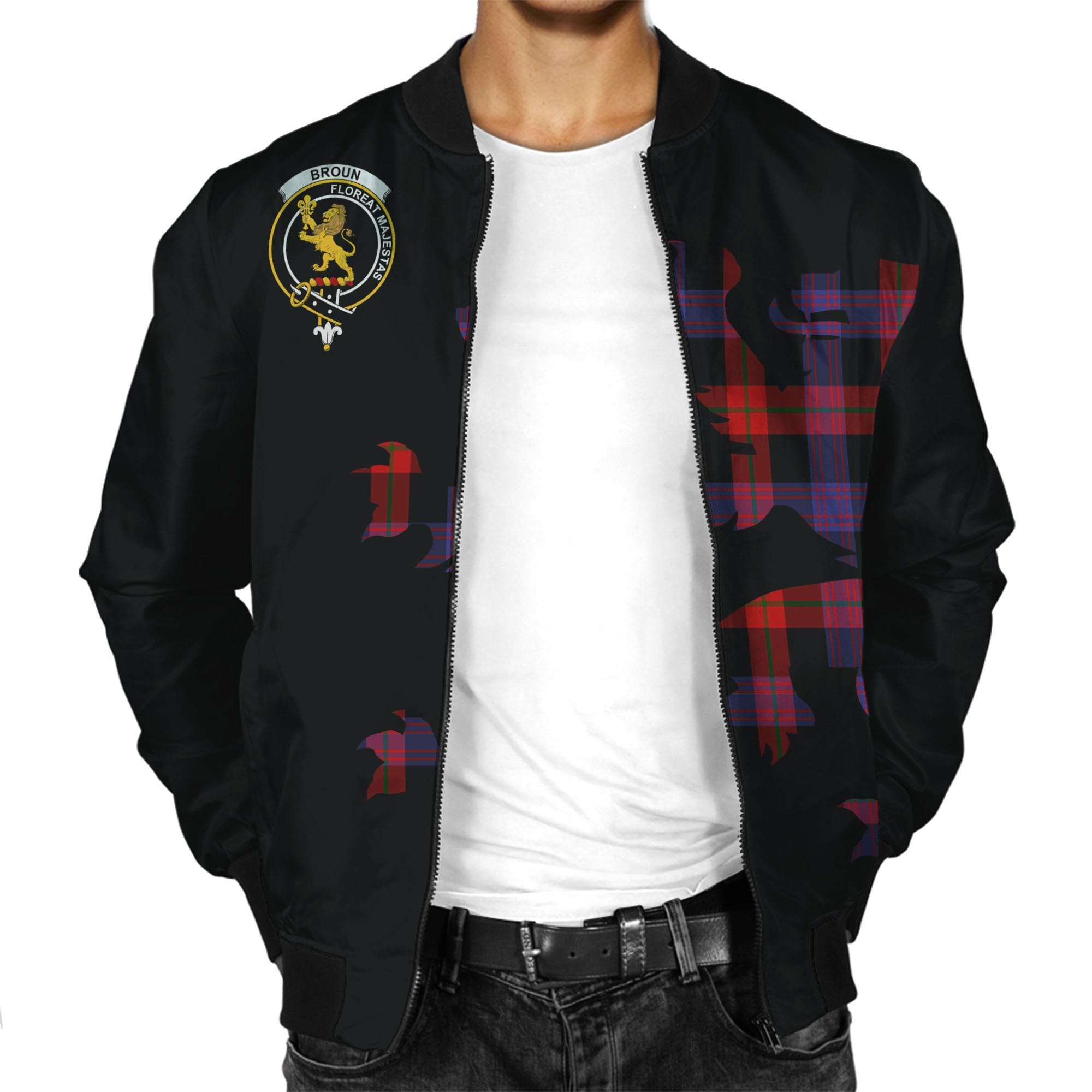 Broun Tartan Bomber Jacket Lion & Thistle