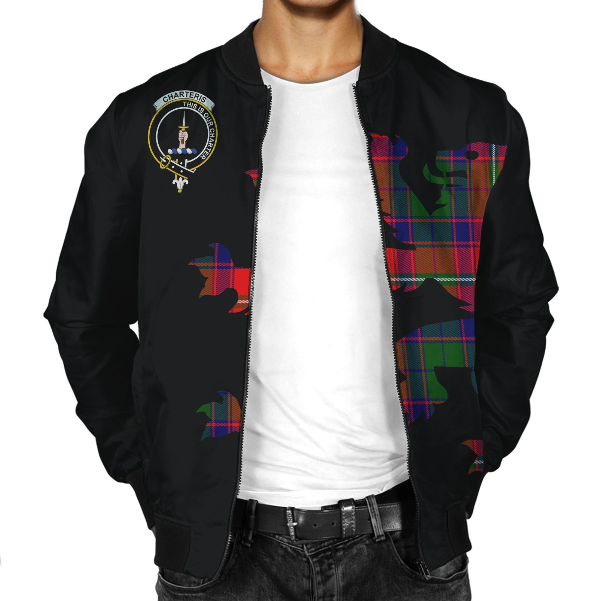 Charteris (Earls of Wemyss) Tartan Bomber Jacket Lion & Thistle