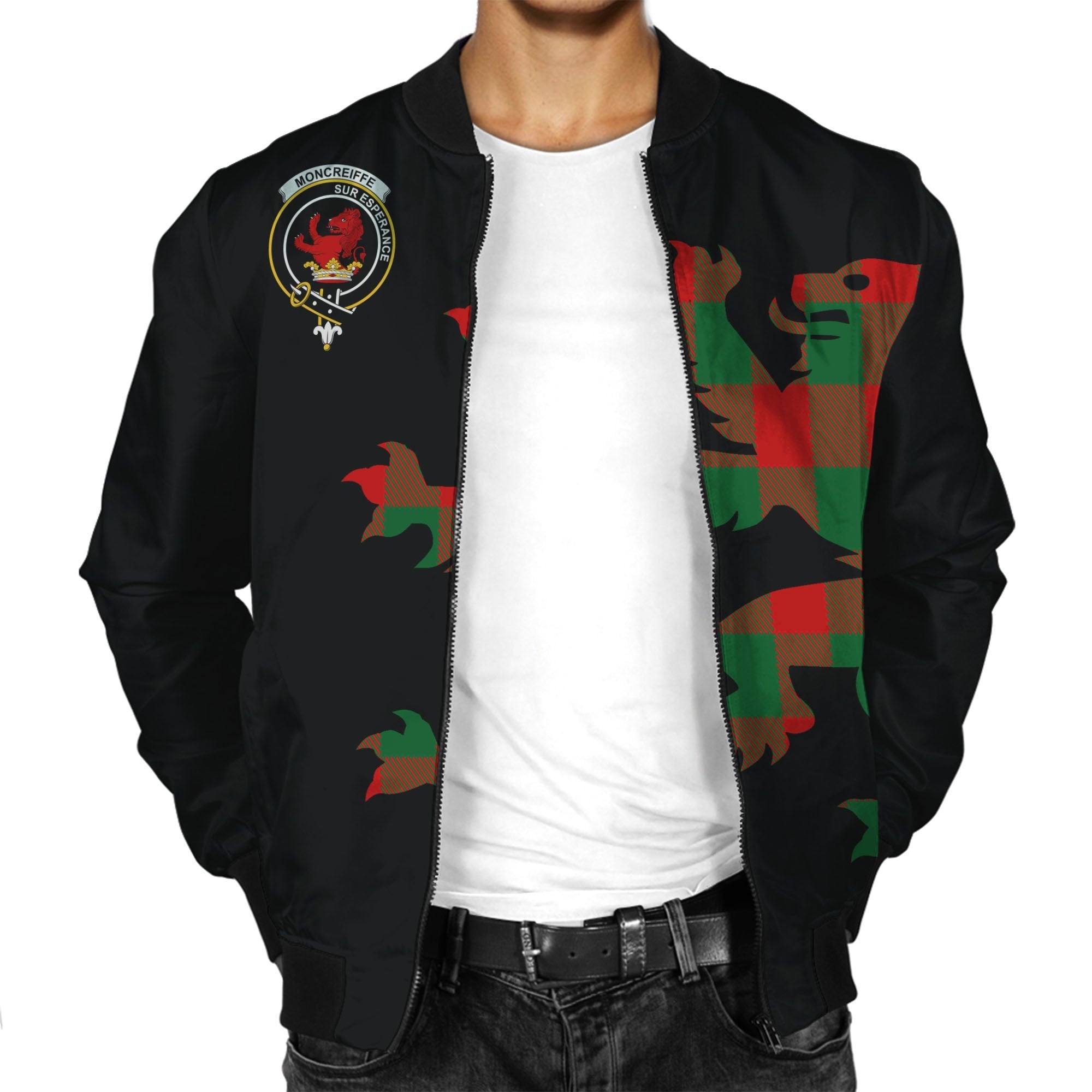 Moncreiffe (or Moncreiff) Tartan Bomber Jacket Lion & Thistle