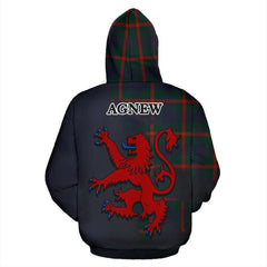 Agnew Family Modern Tartan Crest Scottish Lion & Map Hoodie - Royal Style
