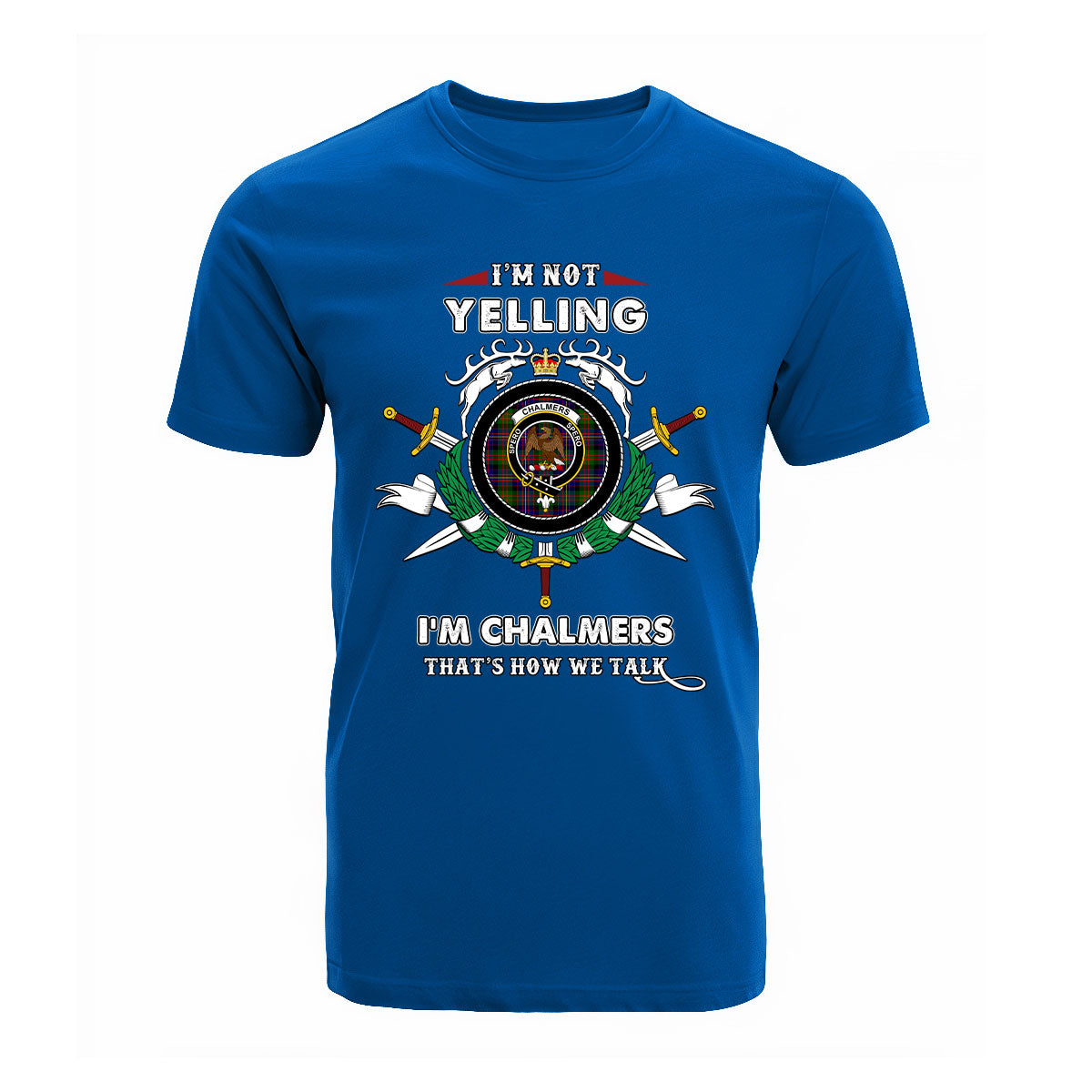 Chalmers Tartan Crest T-shirt - I'm not yelling style