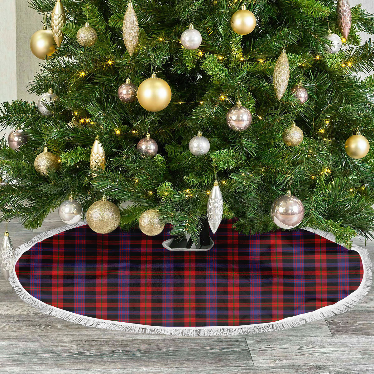 Broun Modern Tartan Christmas Tree Skirt