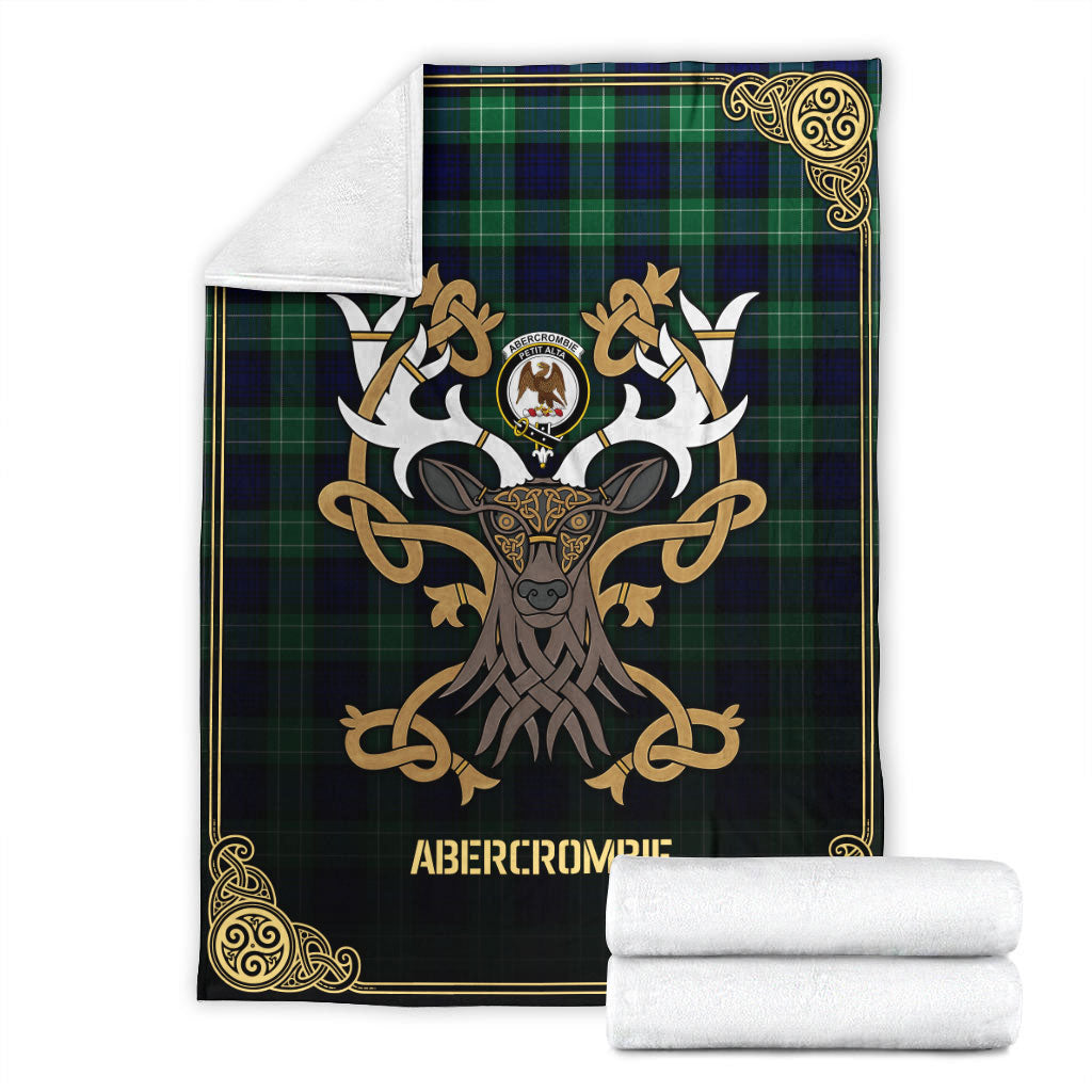 Abercrombie Tartan Crest Premium Blanket - Celtic Stag style