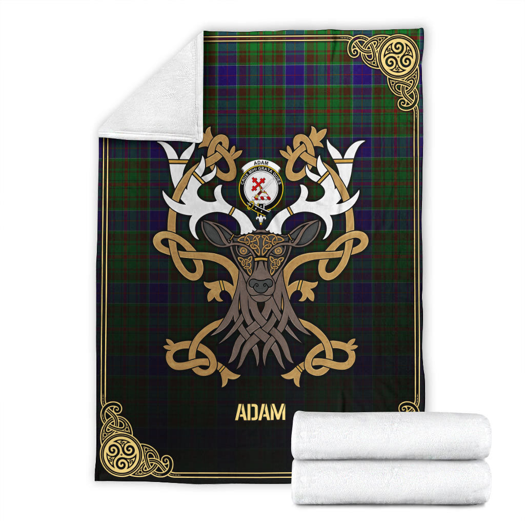 Adam Tartan Crest Premium Blanket - Celtic Stag style