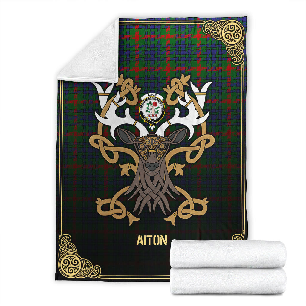 Aiton Tartan Crest Premium Blanket - Celtic Stag style