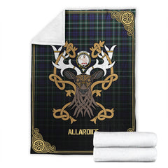 Allardice Tartan Crest Premium Blanket - Celtic Stag style