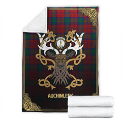 Auchinleck Tartan Crest Premium Blanket - Celtic Stag style