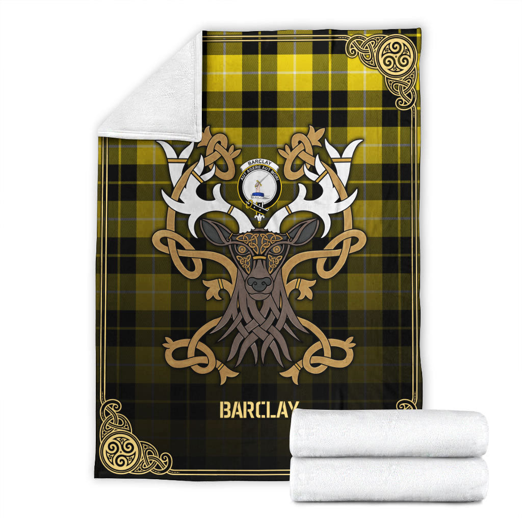 Barclay Dress Modern Tartan Crest Premium Blanket - Celtic Stag style