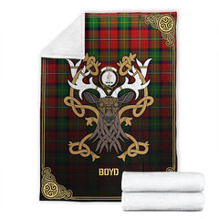 Boyd Modern Tartan Crest Premium Blanket - Celtic Stag style