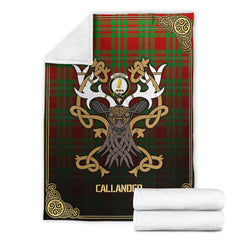 Callander Tartan Crest Premium Blanket - Celtic Stag style