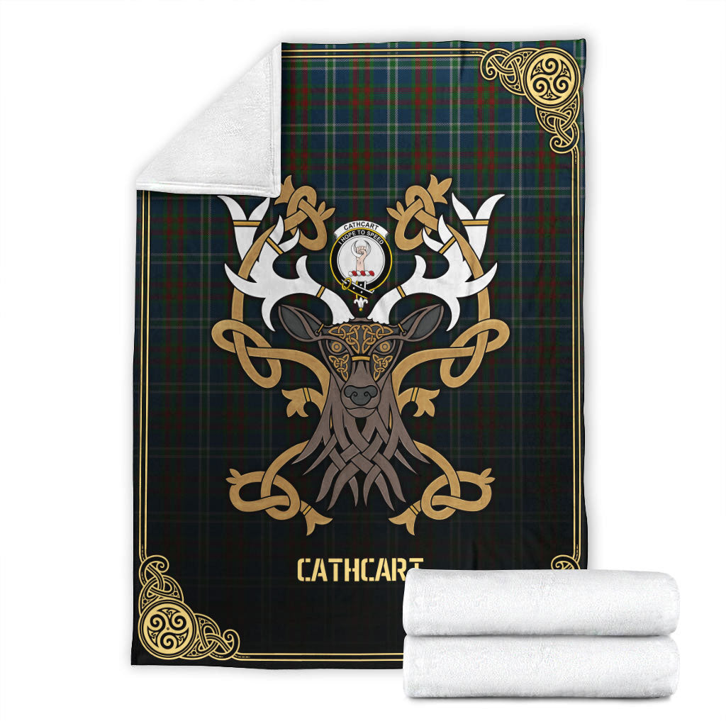 Cathcart Tartan Crest Premium Blanket - Celtic Stag style