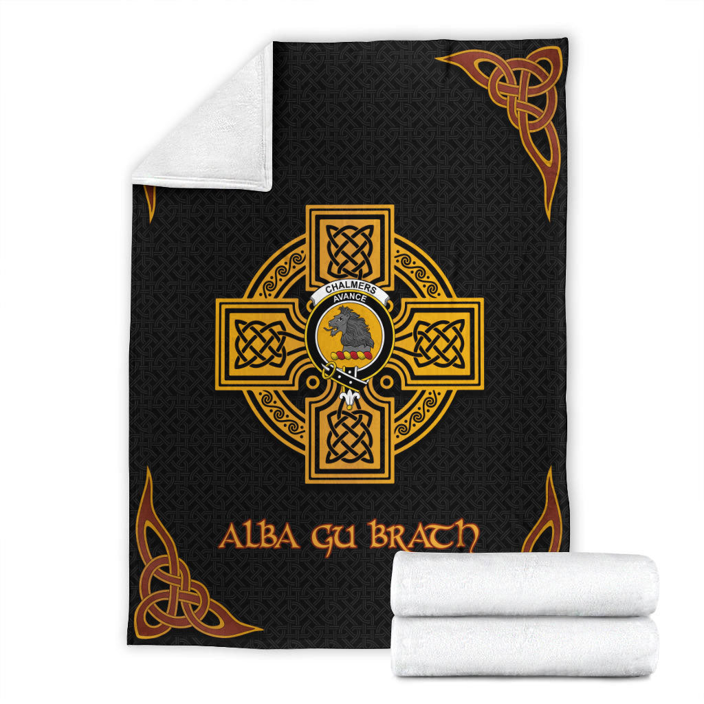 Chalmers Crest Premium Blanket - Black Celtic Cross Style