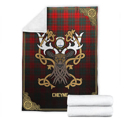 Cheyne Tartan Crest Premium Blanket - Celtic Stag style