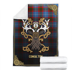 Congilton Tartan Crest Premium Blanket - Celtic Stag style
