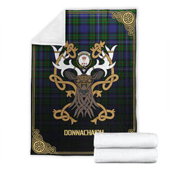 Donnachaidh Tartan Crest Premium Blanket - Celtic Stag style