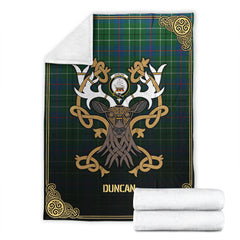 Duncan Ancient Tartan Crest Premium Blanket - Celtic Stag style