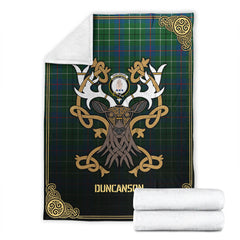 Duncanson Tartan Crest Premium Blanket - Celtic Stag style