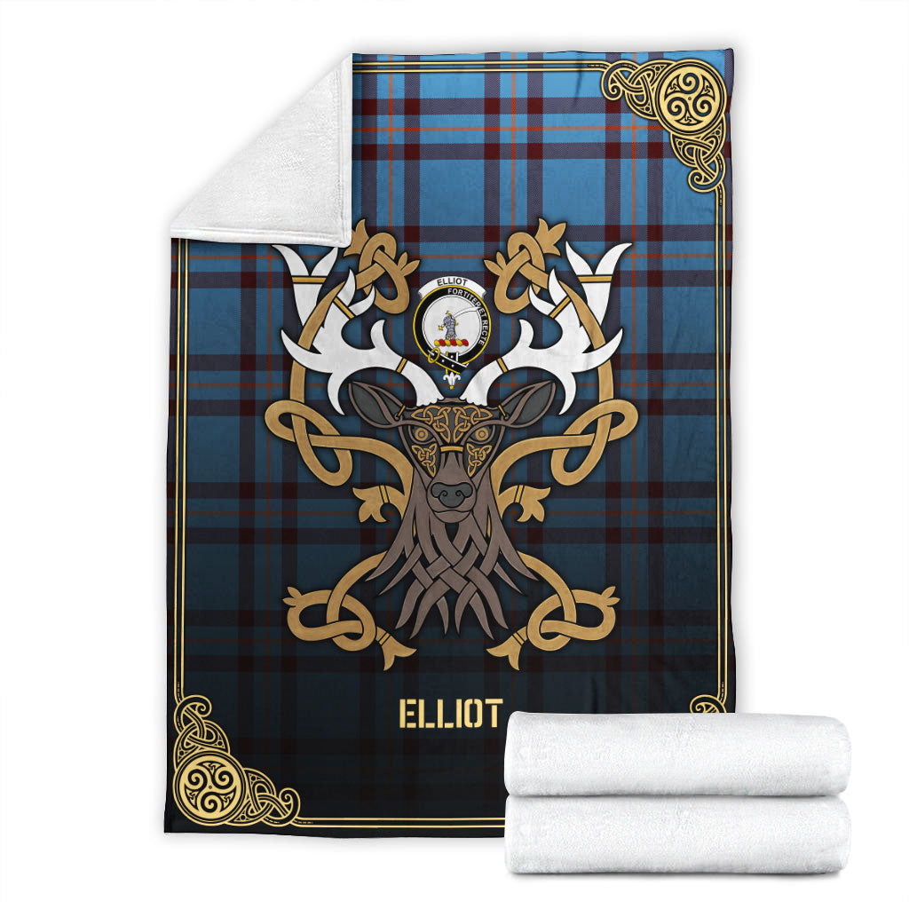 Elliot Ancient Tartan Crest Premium Blanket - Celtic Stag style