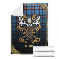 Elliott Ancient Tartan Crest Premium Blanket - Celtic Stag style