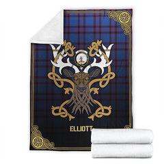 Elliott Modern Tartan Crest Premium Blanket - Celtic Stag style