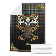 Glass Tartan Crest Premium Blanket - Celtic Stag style