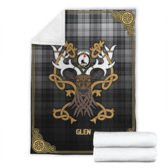 Glen Tartan Crest Premium Blanket - Celtic Stag style