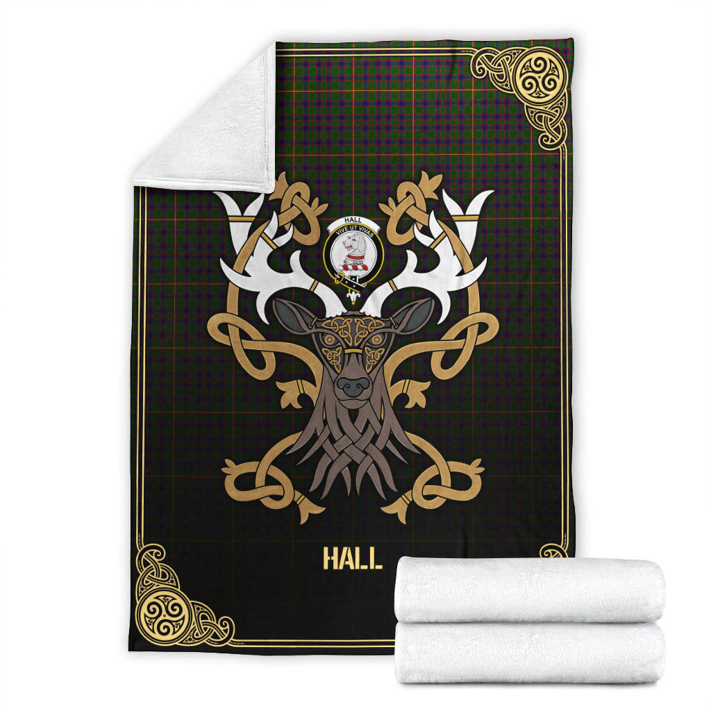 Hall Tartan Crest Premium Blanket - Celtic Stag style