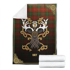 Hay Ancient Tartan Crest Premium Blanket - Celtic Stag style