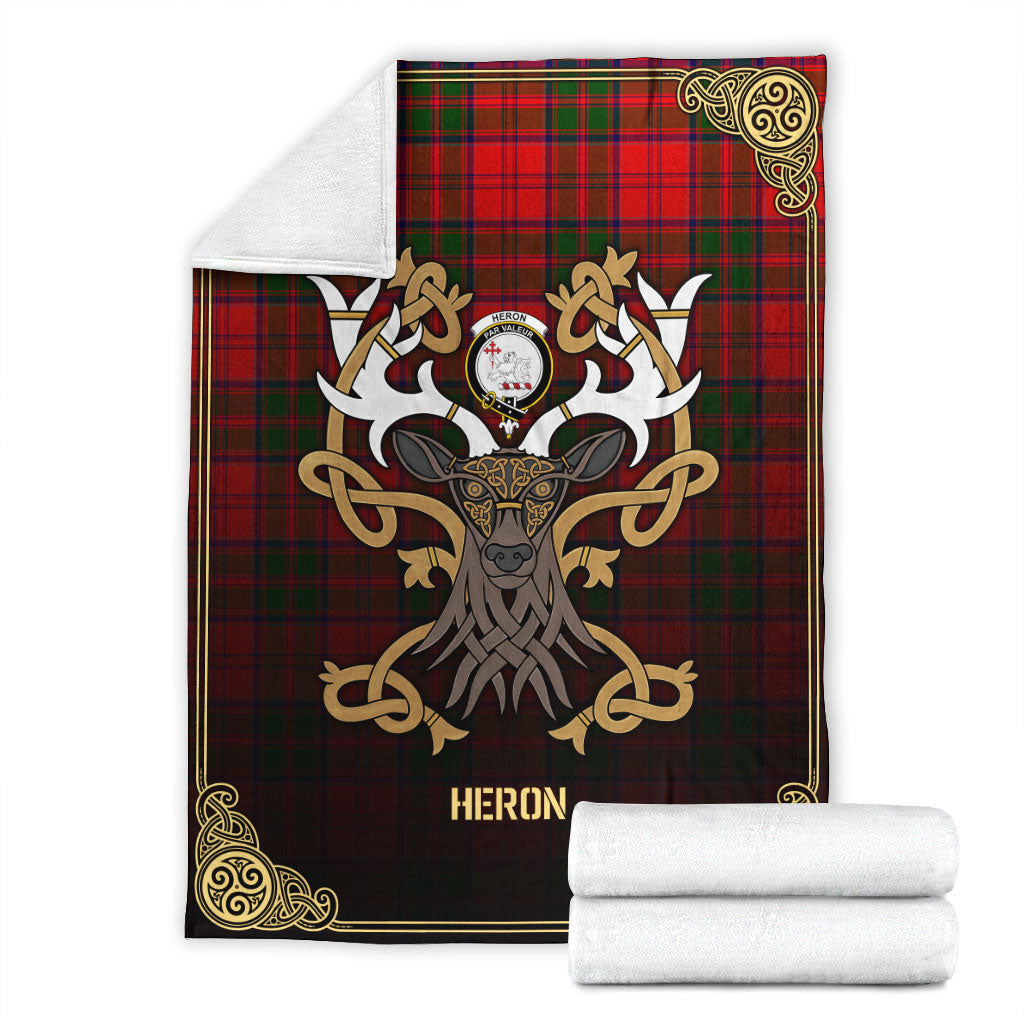 Heron Tartan Crest Premium Blanket - Celtic Stag style