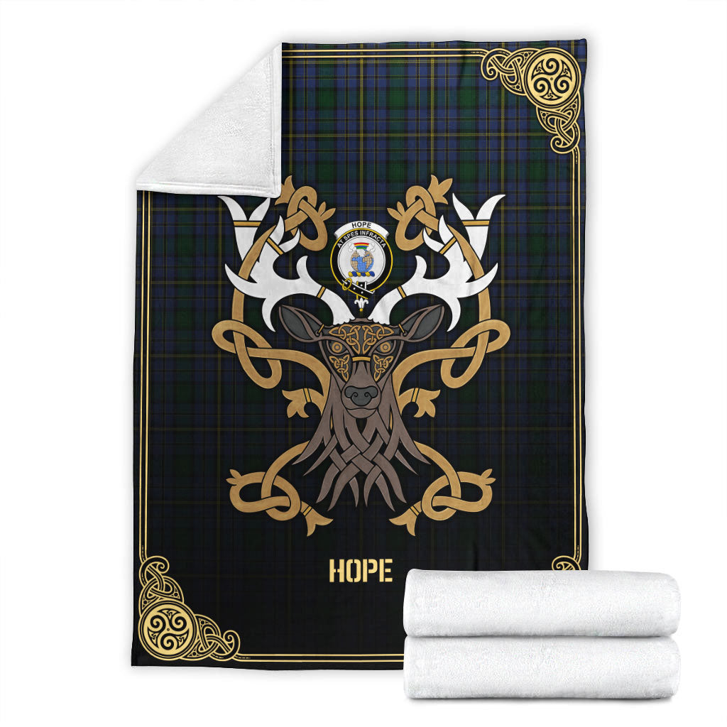 Hope Tartan Crest Premium Blanket - Celtic Stag style