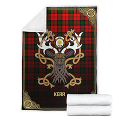 Kerr Modern Tartan Crest Premium Blanket - Celtic Stag style
