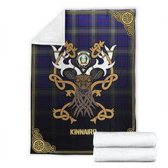 Kinnaird Tartan Crest Premium Blanket - Celtic Stag style
