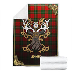 Lennox (Lennox Kincaid) Tartan Crest Premium Blanket - Celtic Stag style