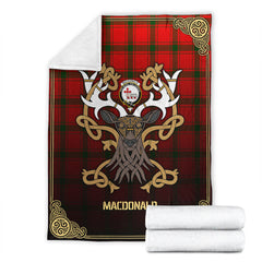MacDonald of Sleat Tartan Crest Premium Blanket - Celtic Stag style