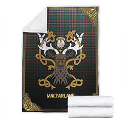 MacGillivray Hunting Ancient Tartan Crest Premium Blanket - Celtic Stag style
