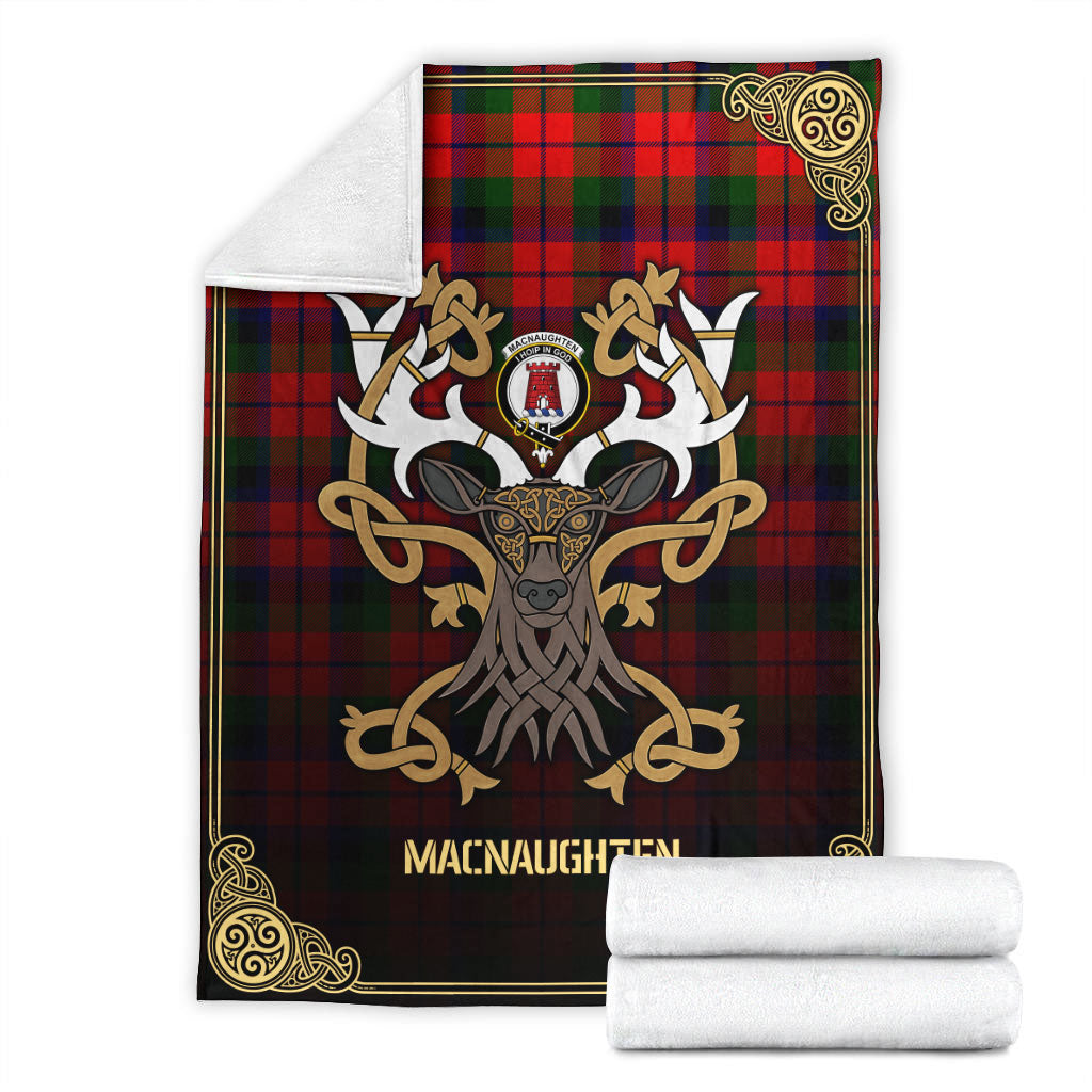 MacNaughten Tartan Crest Premium Blanket - Celtic Stag style