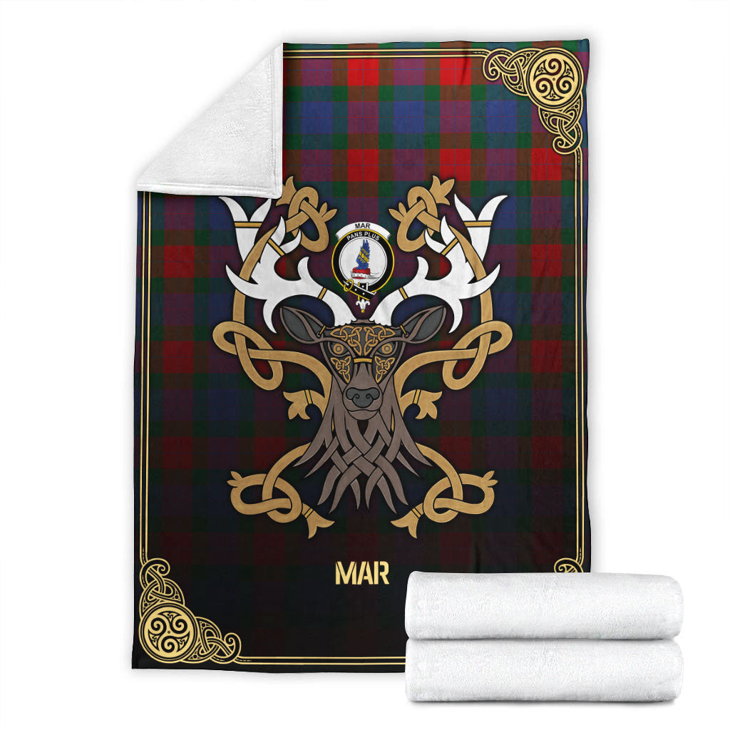 Mar Tartan Crest Premium Blanket - Celtic Stag style