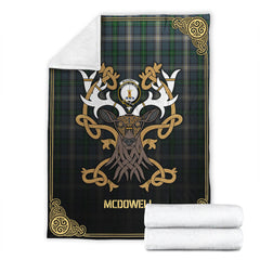 McDowell (MacDowell) Tartan Crest Premium Blanket - Celtic Stag style